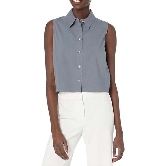 NWOT Theory Shrunken Shirt in Crunch Linen - Picture 3 of 7